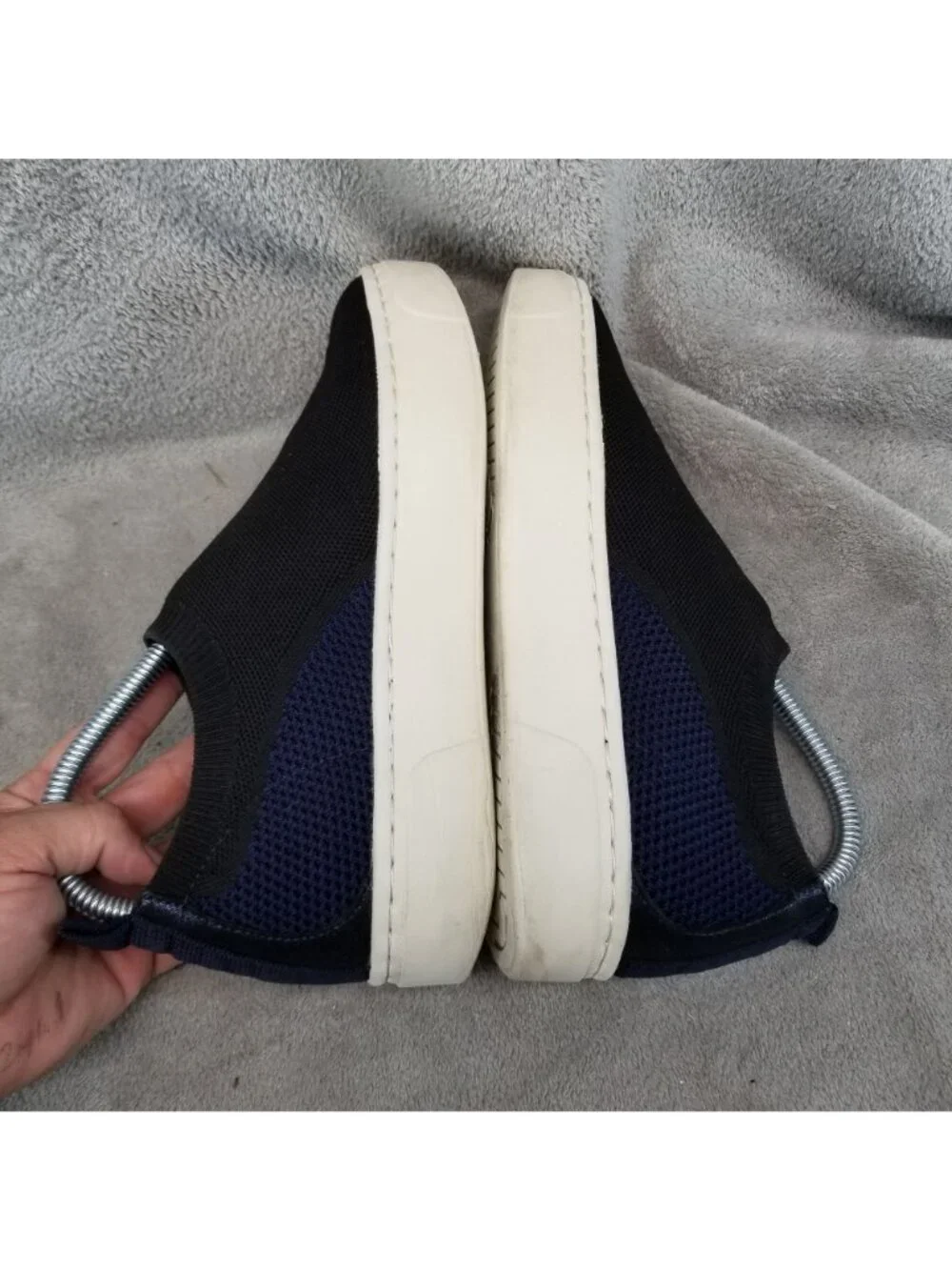 Naked Feet Shoes Womens Size 8 Adapt Black Blue Knit Slip On Sneakers *Read*